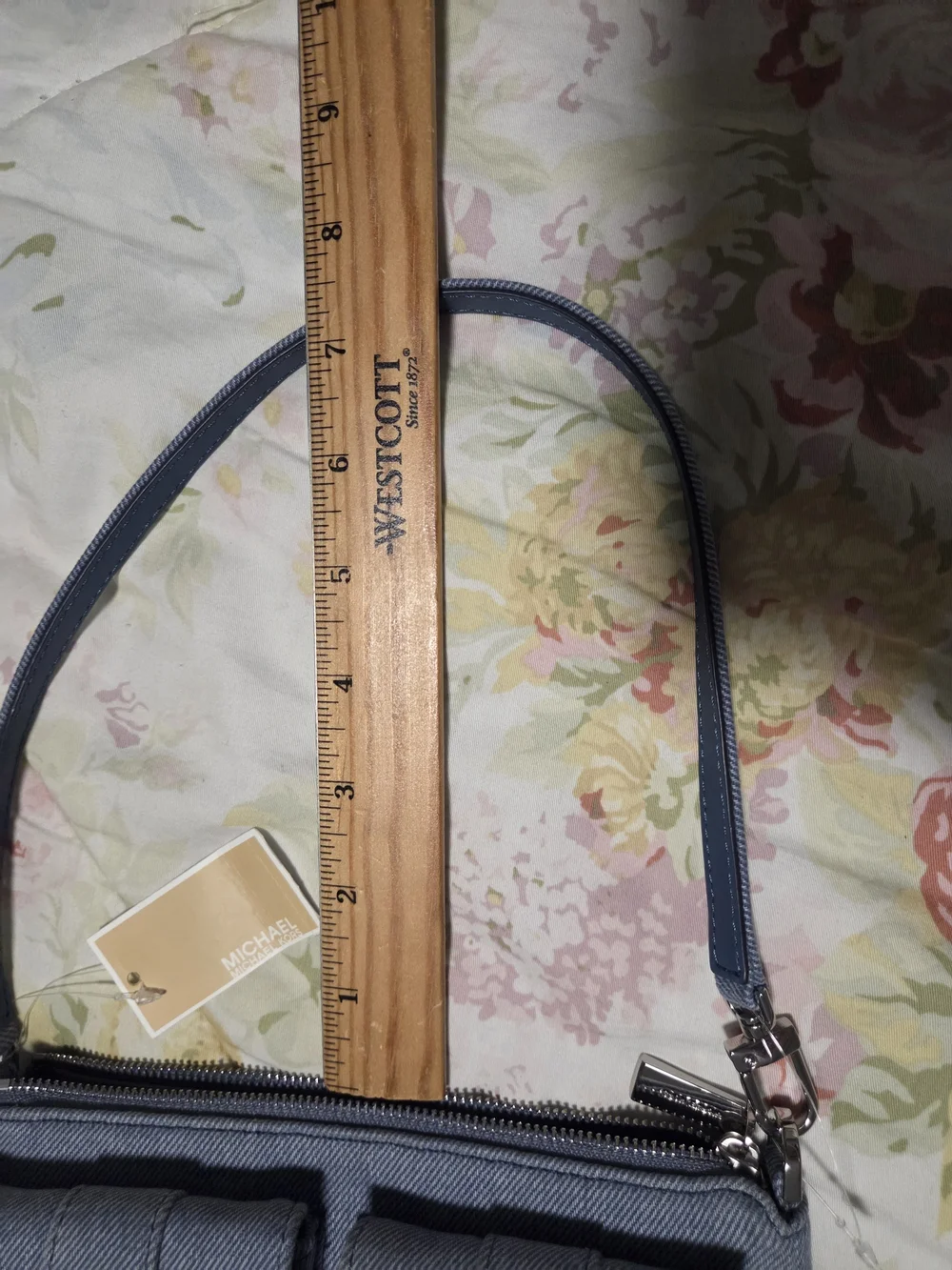 Michael Kors Light Blue  Denim Double Pocket Shoulder Bag with Silver Hardware